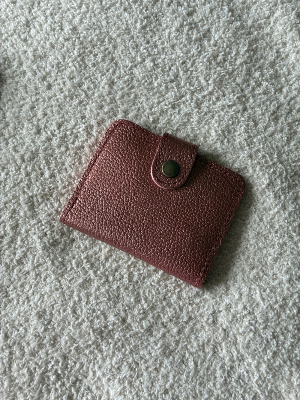 Compact Sparkly Pink Pebbled Leather Wallet